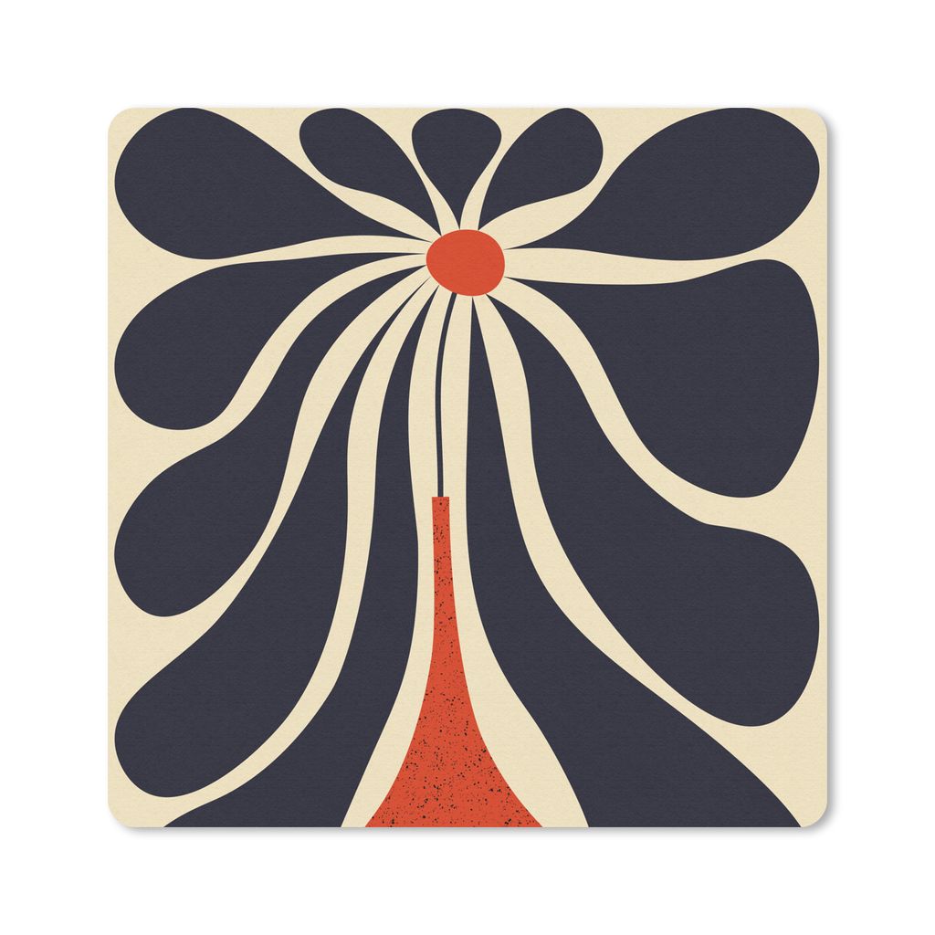 MuchoWow Mauspad Mousepad Blumen - Vase - Pflanze - Rot 30x30 cm - Mousepads - Maus Mat - Pad - Mausunterlage - Gaming