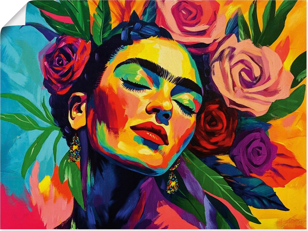 ARTland Poster Die florale Umarmung, Rosen Mädchen Größe: 80x60 cm