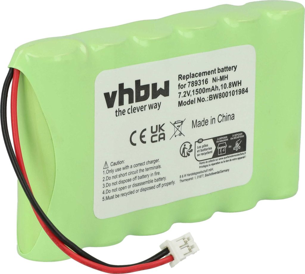vhbw Akku kompatibel mit Incognito Elite P2000, Serie 7, 73016 Barcodescanner POS (1500 mAh, 7,2 V, NiMH)