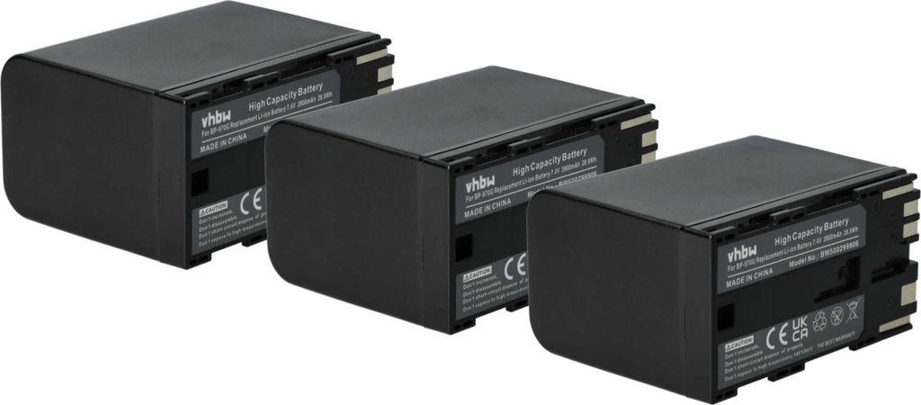 vhbw 3x Akku Ersatz für Canon BP-955, BP-925, BP-975, Produktbild 