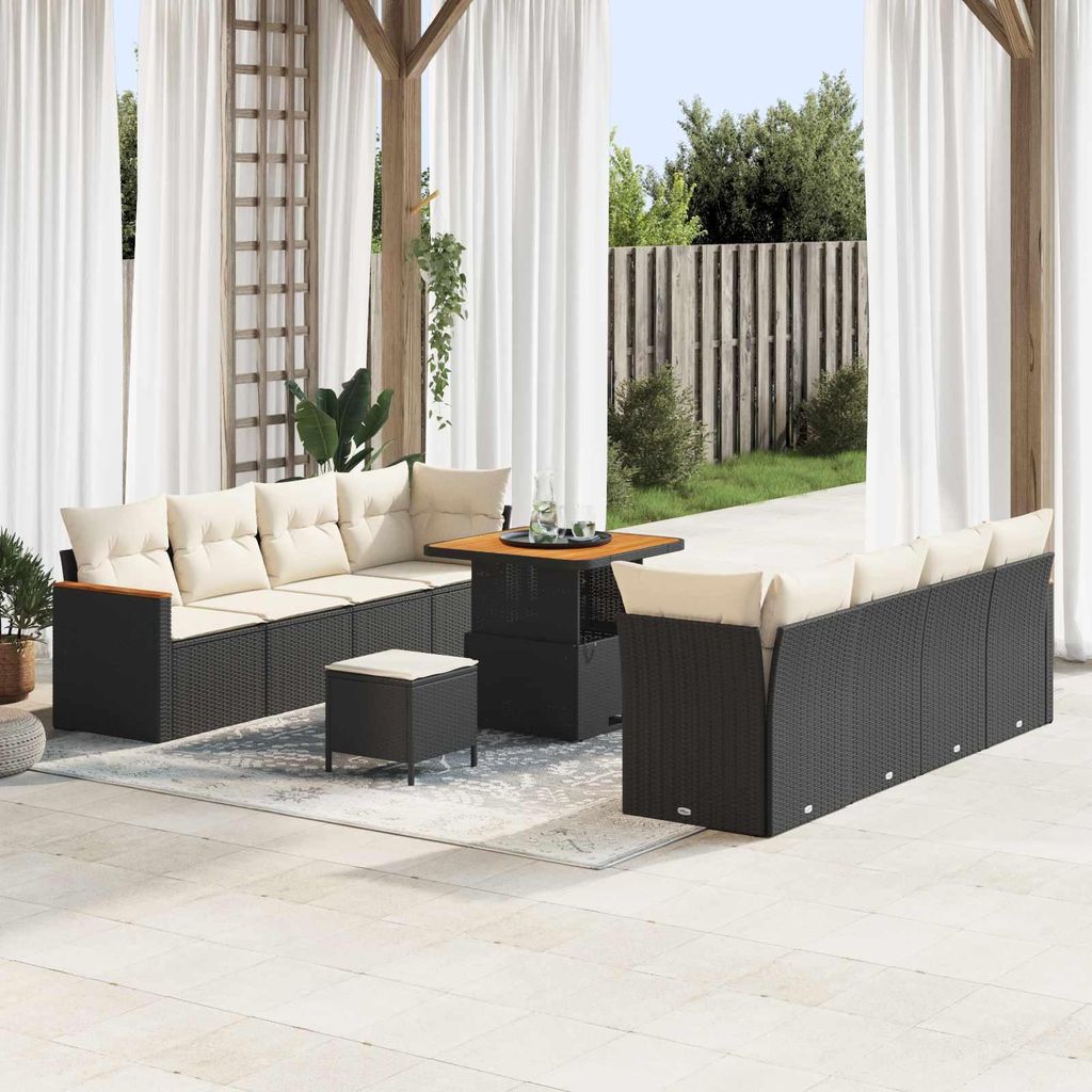 Maison Exclusive - Gartensofa-set 11 pcs Schwarz Poly-Rattan