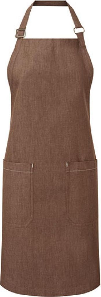 Premier Workwear PR113 | Latzschürze, Organic Denim Fairtrade Bib Apron, 80 x 72 cm - Farbe: Brown Denim - Größe: 80 x 72 cm