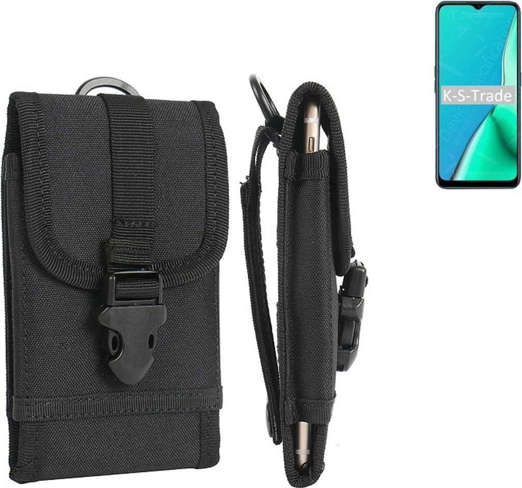 K-S-Trade Holster Handy Hülle kompatibel mit Oppo A9 2020 Holster Handytasche Gürtel Tasche Schutz Hülle Robust Outdoor schwarz