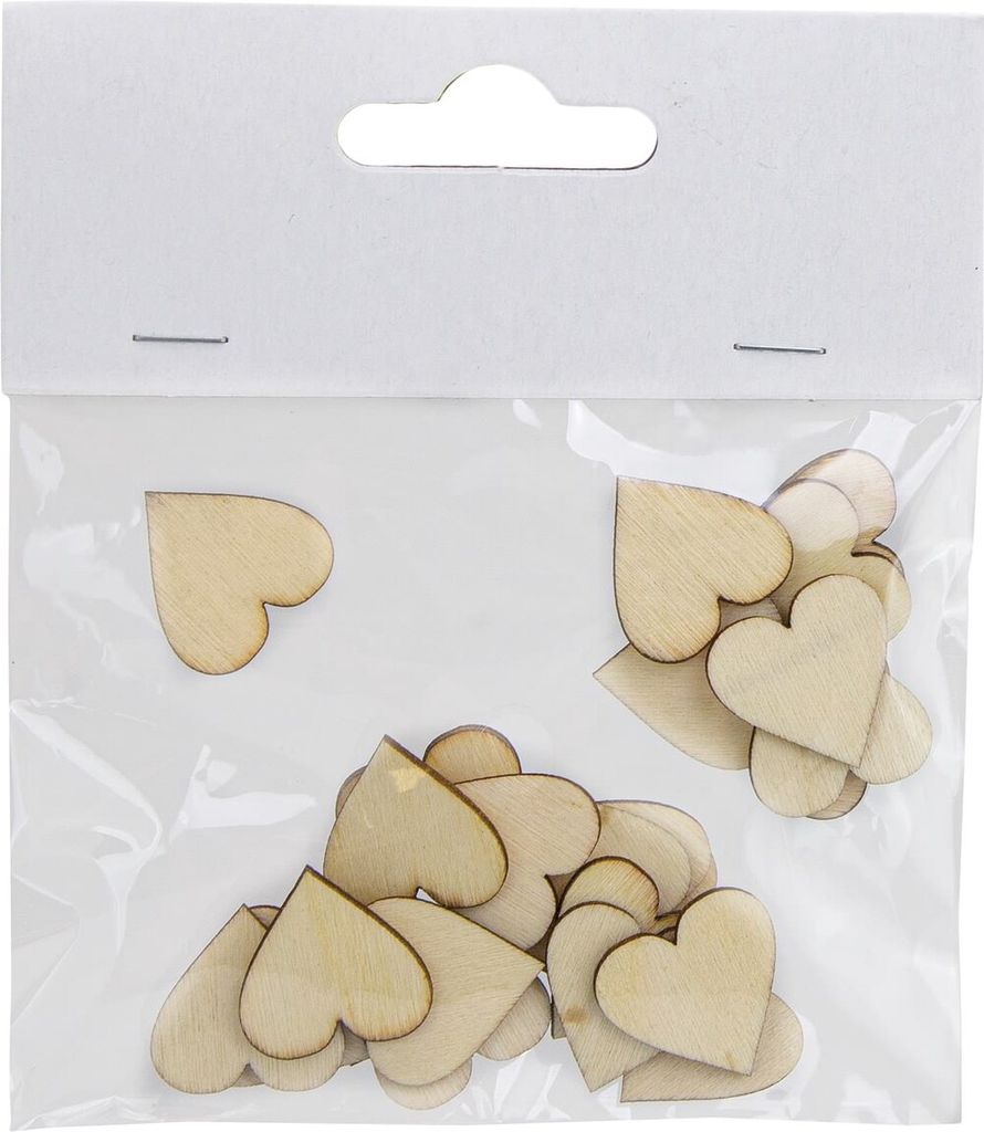Riffelmacher Streudeko Herzen Holz Natur 24er Ø 2 cm x 0,2 cm