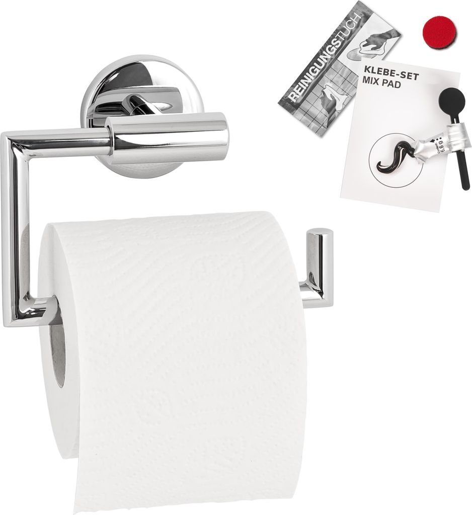 bremermann Bad-Serie LUCENTE - Toilettenpapierhalter inkl. Klebeset aus Edelstahl verchromt