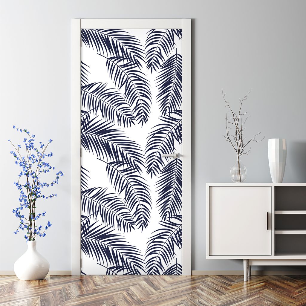 Dekorative Türtapete selbstklebend Aufkleber Klebefolie Palmblätter 77 x 200 cm