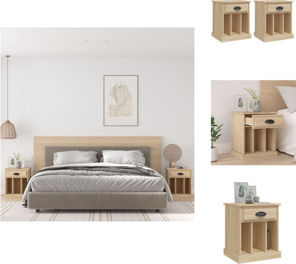 vidaXL Nachttische 2 Stk. Sonoma-Eiche 43x36x50 cm - Nachttische