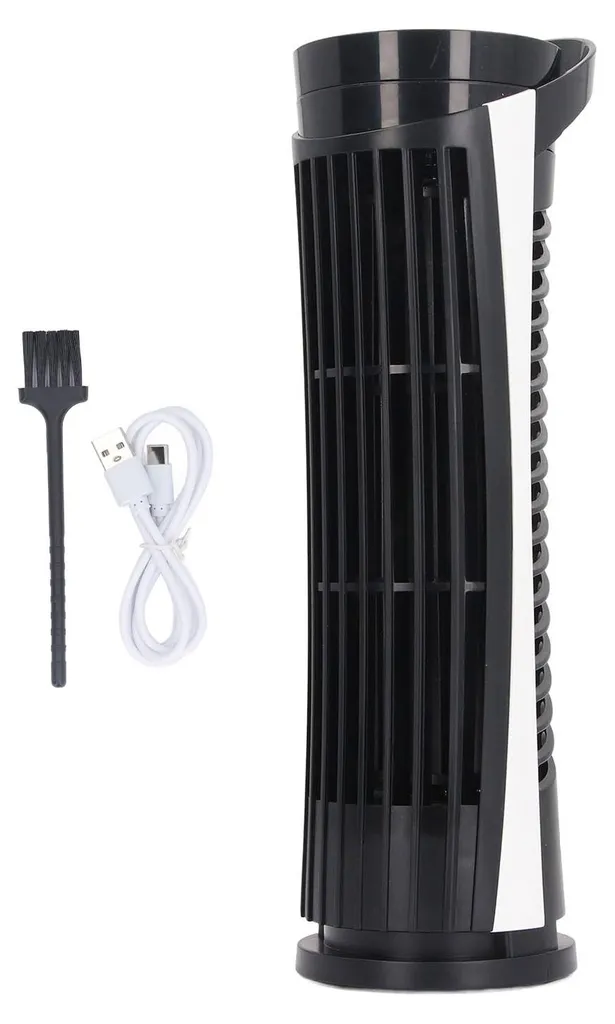 Ventilateur colonne sans pales noir oscillation 90° USB silencieux 34dB