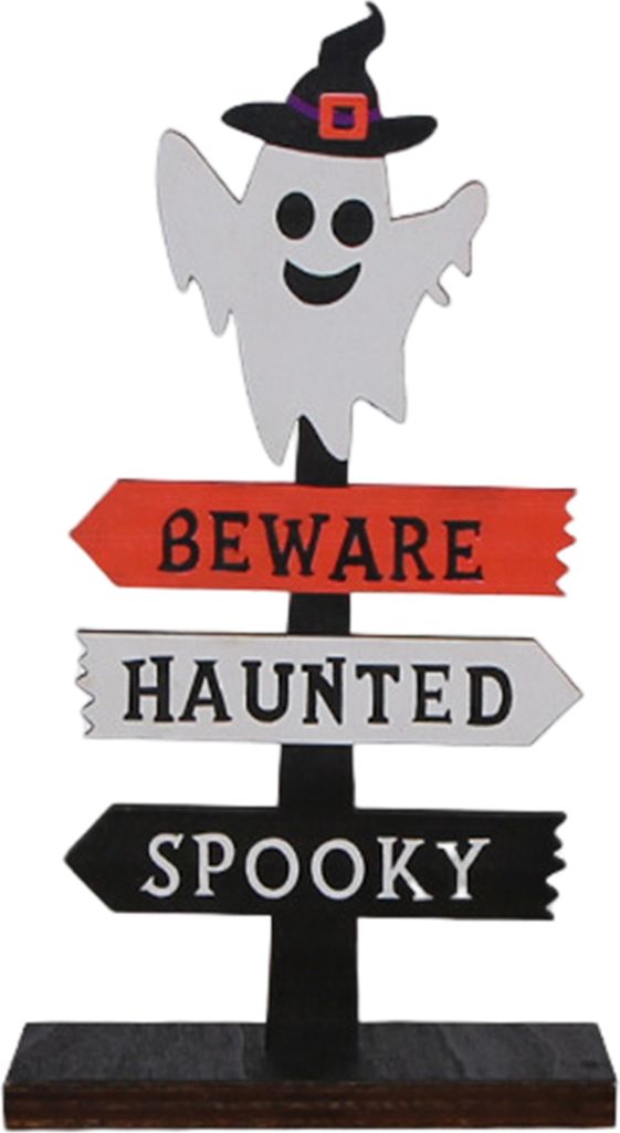 Halloween Desktop Holzdekoration Fledermaus Kürbis Ghost Schädel wiederverwendbares Massivholz Ghost Festival Spooky Tisch Ornament Party Supplie...