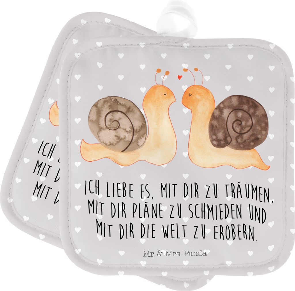 Mr. & Mrs. Panda Topflappen Schnecken Liebe - Grau Pastell Produktbild 