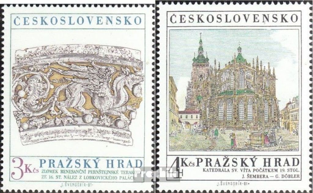 Briefmarken Tschechoslowakei 1981 Mi 2639-2640 (kompl.Ausg.) postfrisch Prager Burg