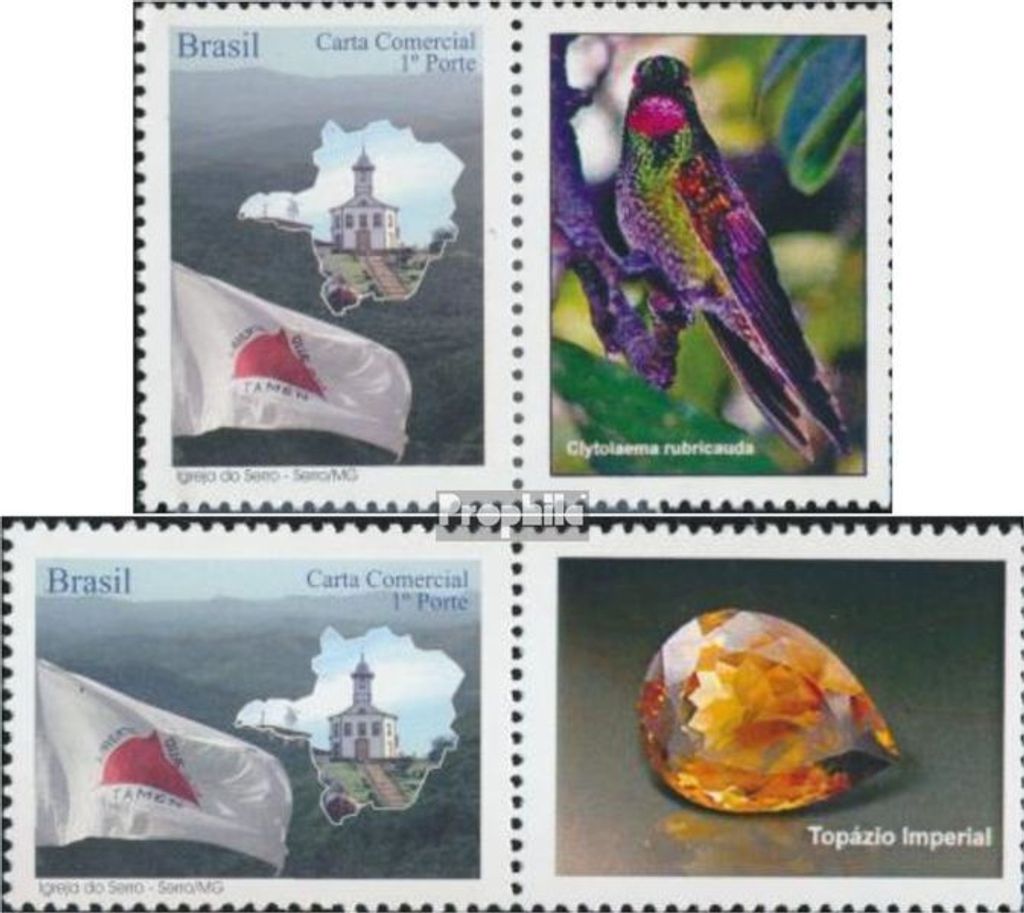 Briefmarken Brasilien 2009 Mi 3673Zf-3674Zf mit Zierfeld (kompl.Ausg.) postfrisch Grußmarken: Minas Gerais