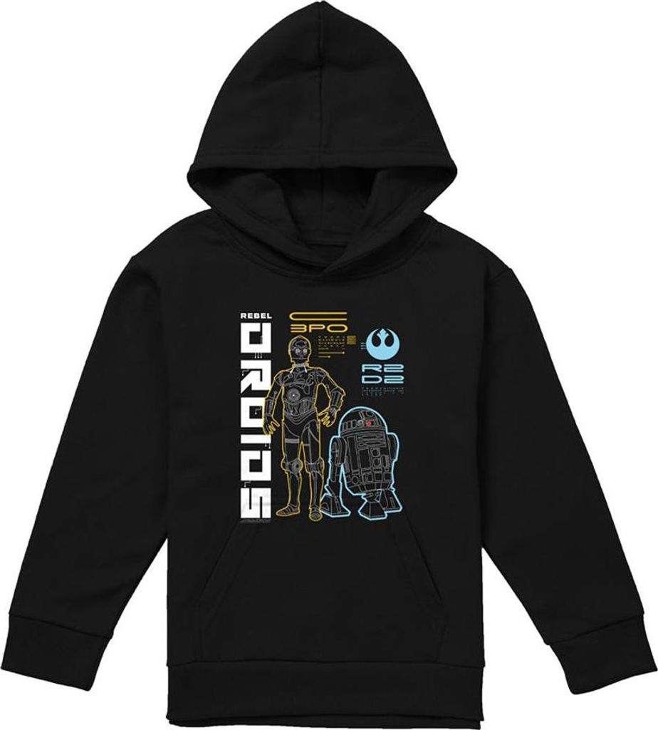 Star Wars - "Rebel Droids" Kapuzenpullover für Kinder TV24451 (116) (Schwarz)