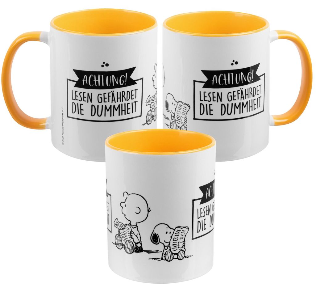 The Peanuts Tasse Snoopy - Achtung! Lesen gefährdet die Produktbild 
