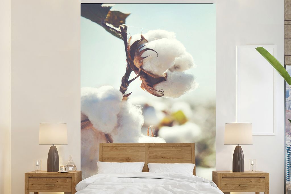 MuchoWow Fototapete für Wohnzimmer oder Schlafzimmer Wandtapete Vinyl Motivtapete Pflanzen - Blume - Zweig - Natur - 195x300 cm - Das Hintergrun...