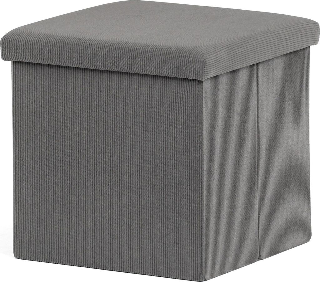 Hocker mit Ablage, grauer Kord 38 × 38 × 38 cm Produktbild 