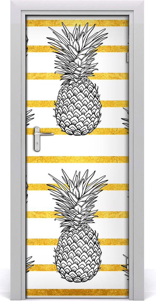 Tulup Türaufkleber 75x205 cm Dekorative Aufkleber Selbstklebend Wasserdichte Tapete Abnehmbar Schlafzimmer Wohnzimmer Wohnkultur - Ananas Streifen