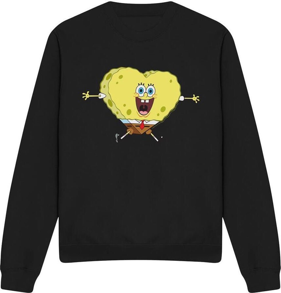 SpongeBob SquarePants - "Heart-Shaped" Sweatshirt für Herren/Damen Uni - Valentinstag TV12644 (S) (Schwarz)