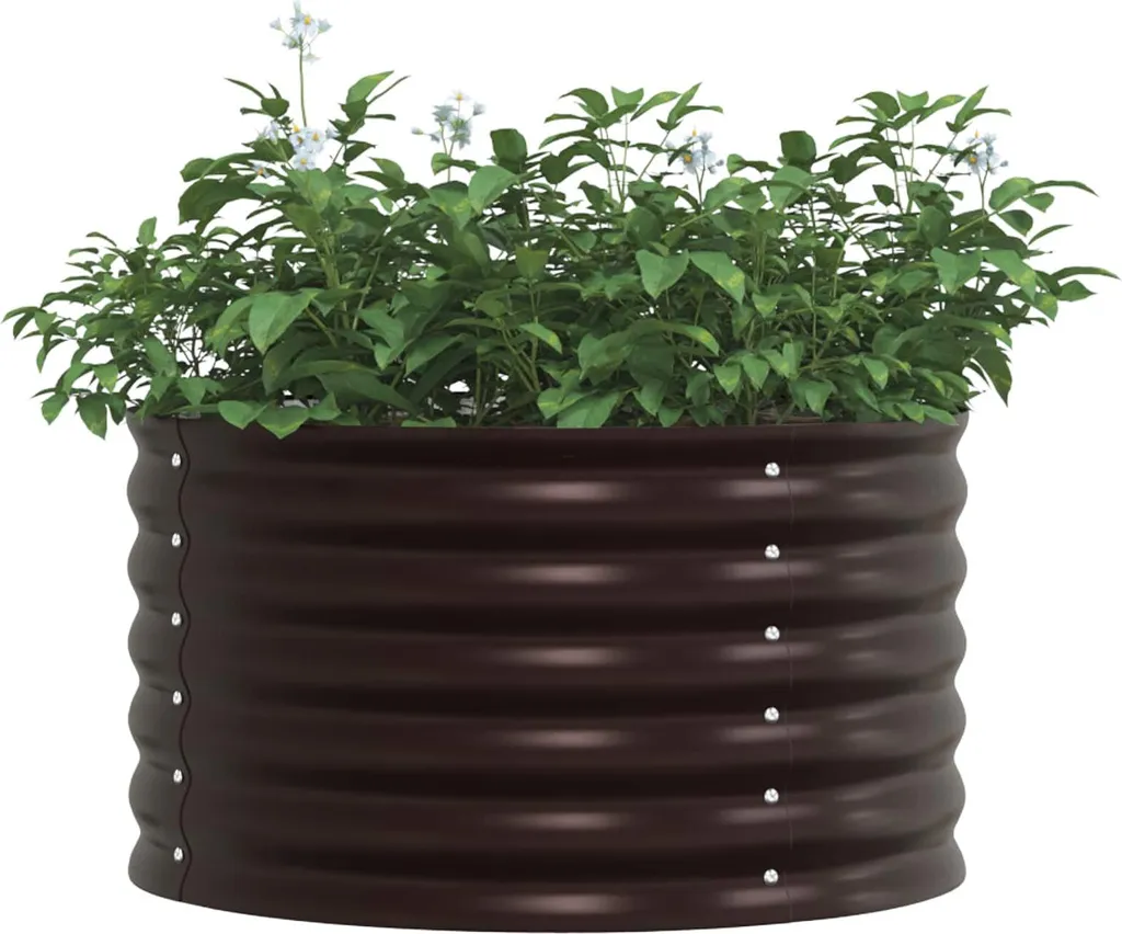 Lit de jardin surélevé anti-nuisibles en acier marron 80x80x44 cm
