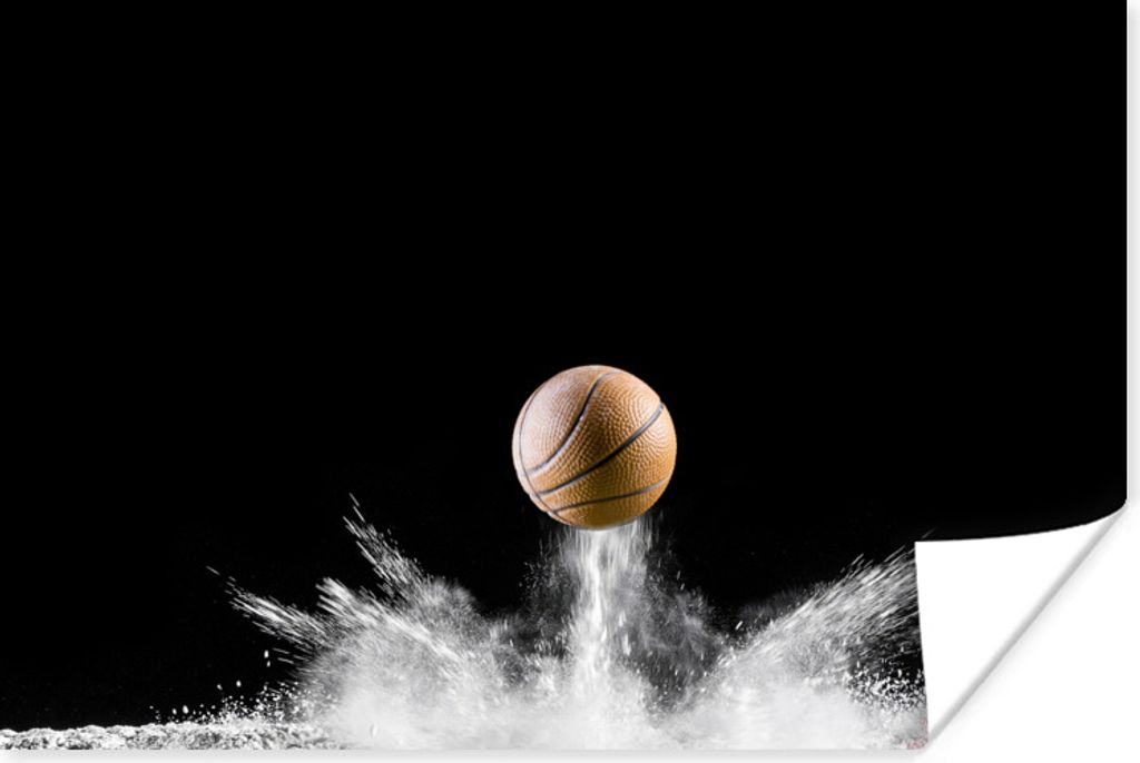 MuchoWow Poster Puder spritzt auf, wenn ein Basketball darauf springt 30x20 cm - Plakate - Print