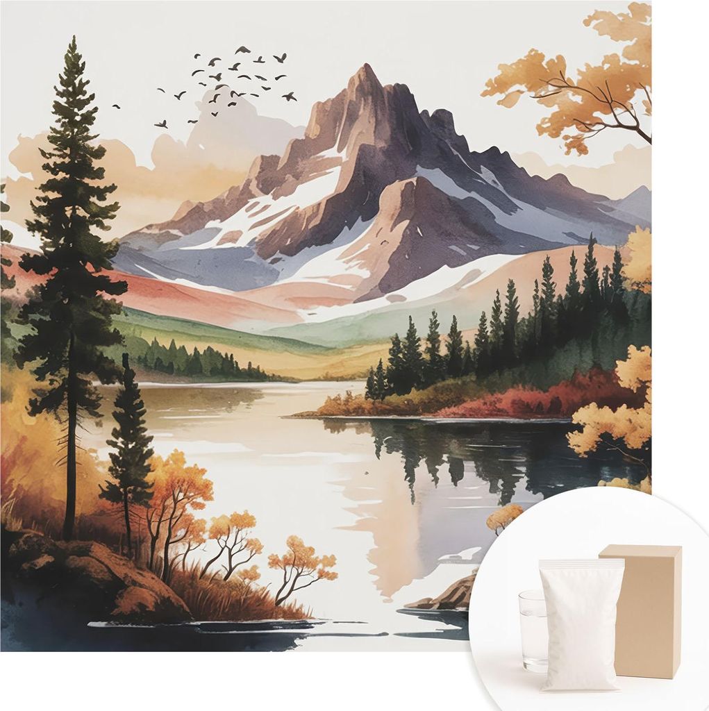 Fototapete - Wandbilder für Wohnzimmer - 250x250 cm - Dekorative Wandfolie - Modernes Design für Wanddekoration - Tapeten für Innenräume - Berg...