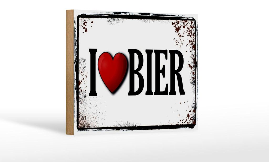 Holzschild Alkohol 18x12cm i love Bier Wanddeko