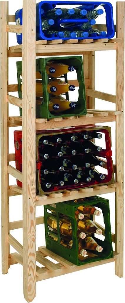 Getränkekisten-Regal / Holz-Regal für 4-8 Getränkekisten, Natur