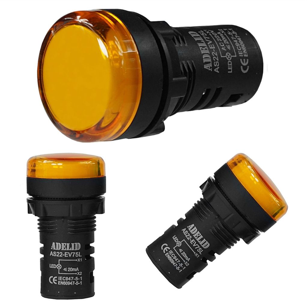 LED Signalleuchte Kontrollleuchte Leuchtmelder 12V Ø 22mm Gelb