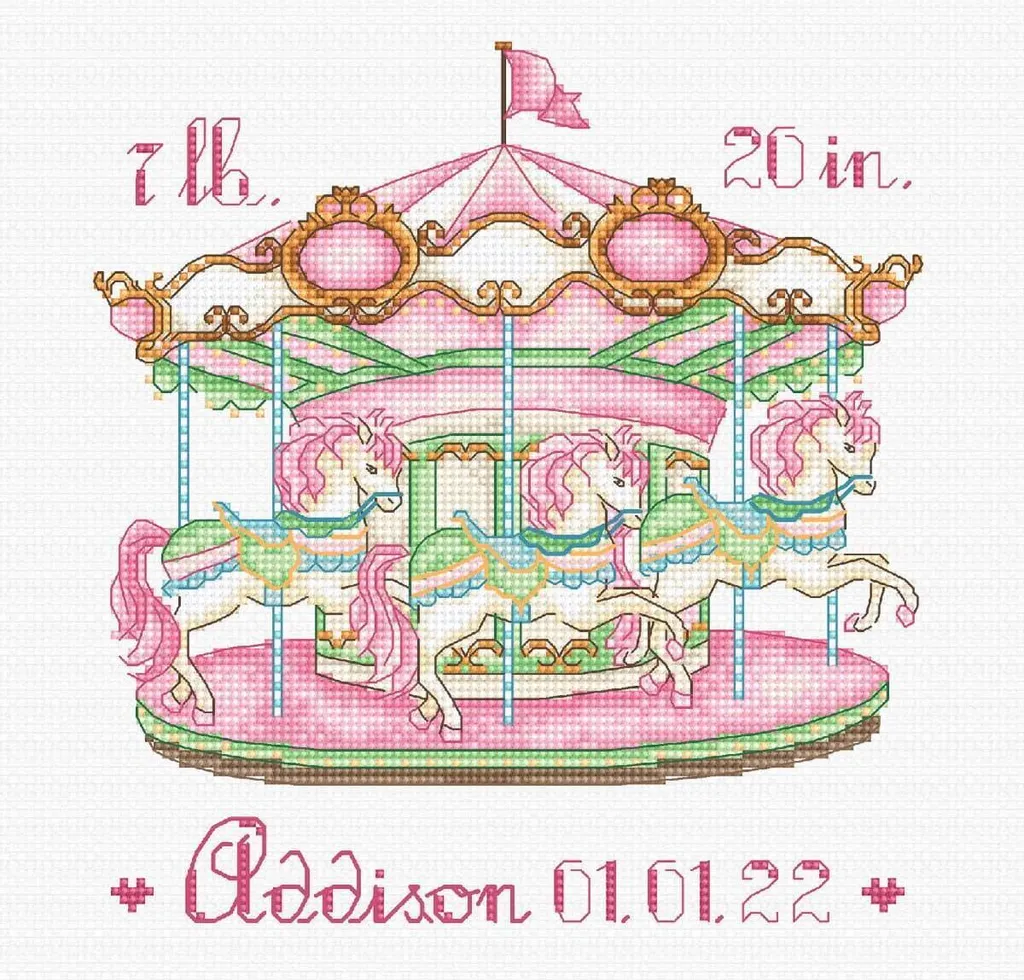 Letistitch Baby Carousel Girl Kit Punto Croce 16x15cm - Idea Regalo Bimba