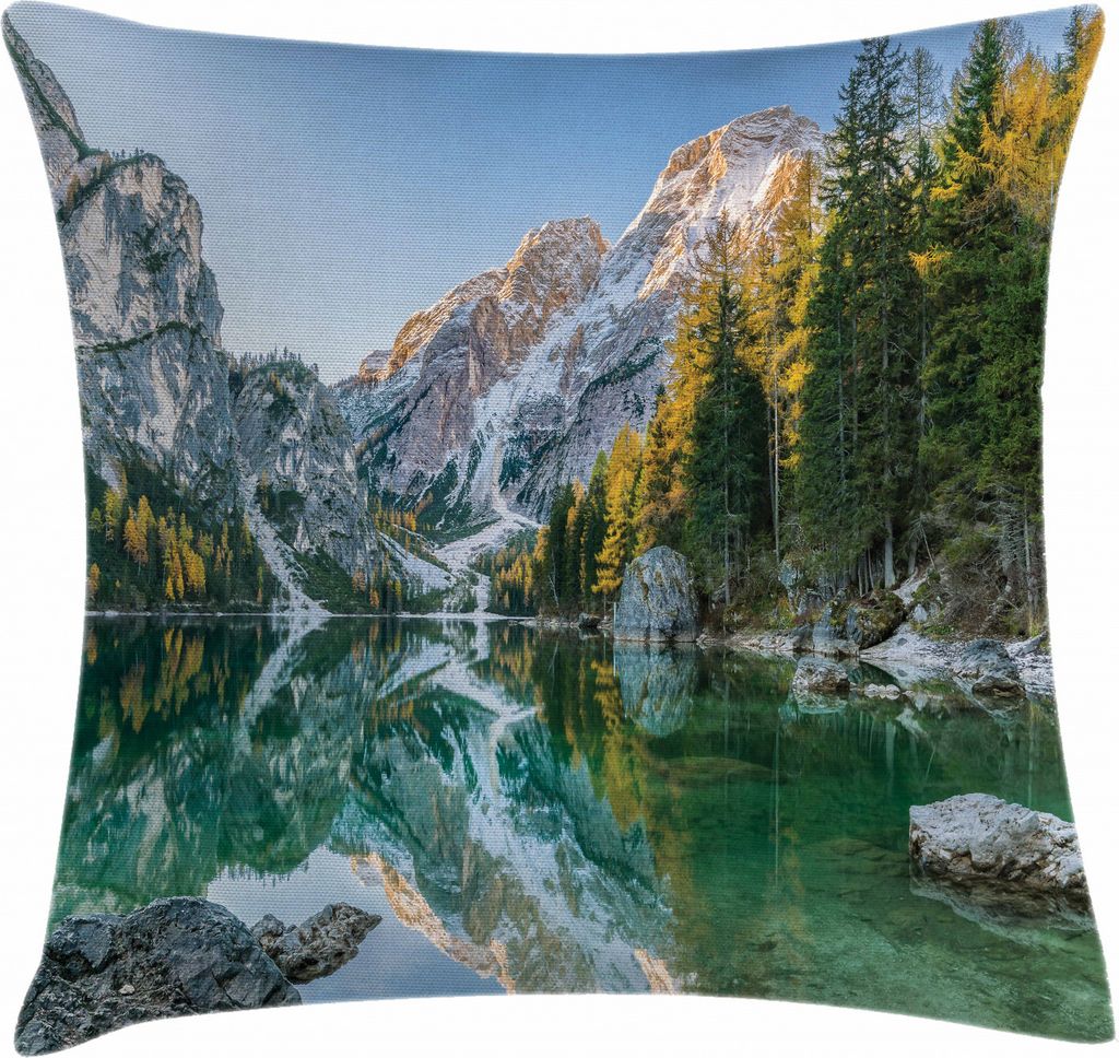 ABAKUHAUS Natur Kissenbezug, Blick auf den Lake Mountain, Waschbar mit Reißverschluss Kissenhülle mit Farbfesten Klaren Farben Beidseitiger Druck...