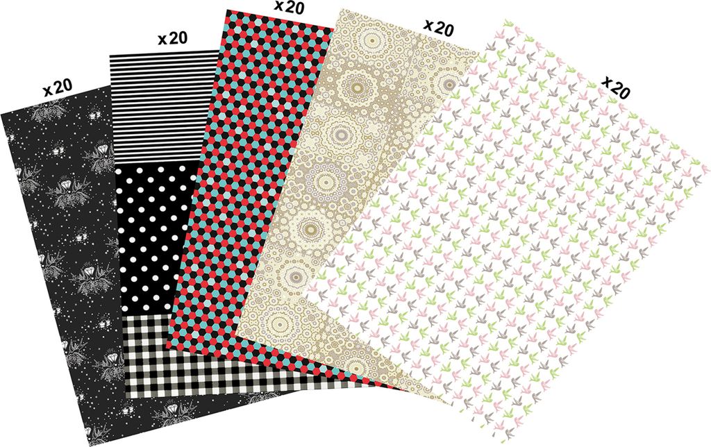 Décopatch, Maxi-Packung mit 100 Blatt Décopatch-Papier (30x40cm), schwarz & weiß