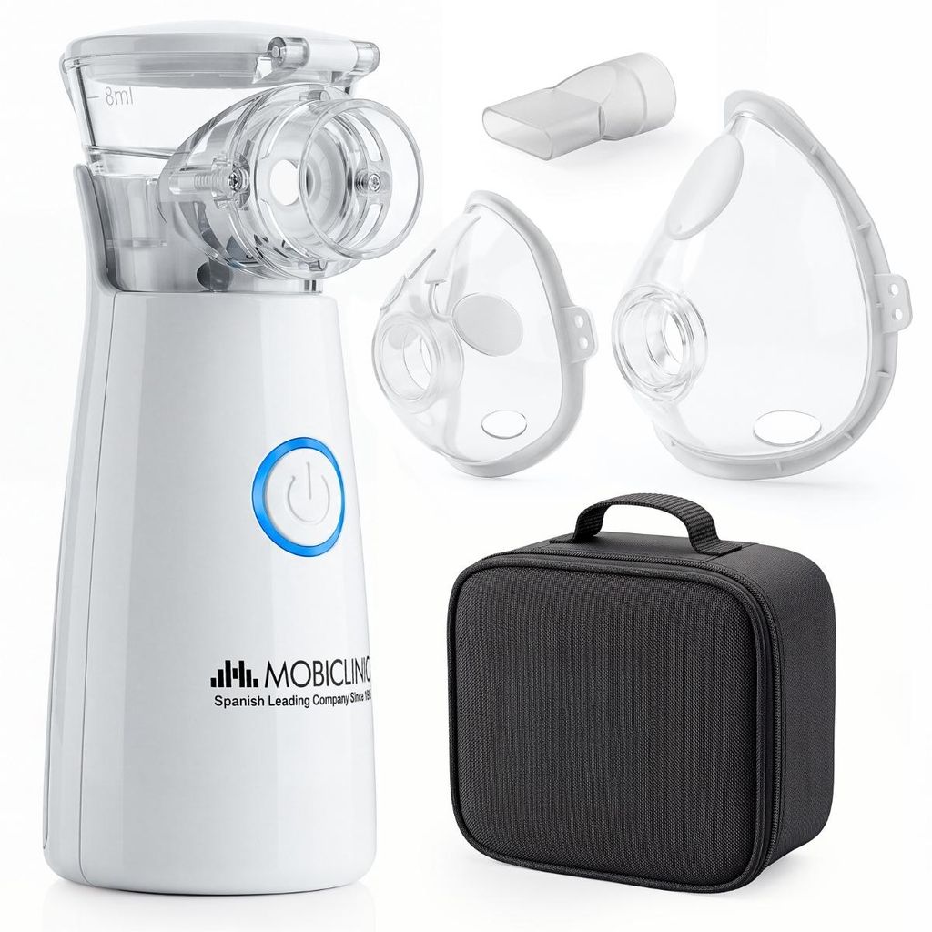 Nebulizador mini portátil con máscara Mobiclinic. Muy Imagen del producto 