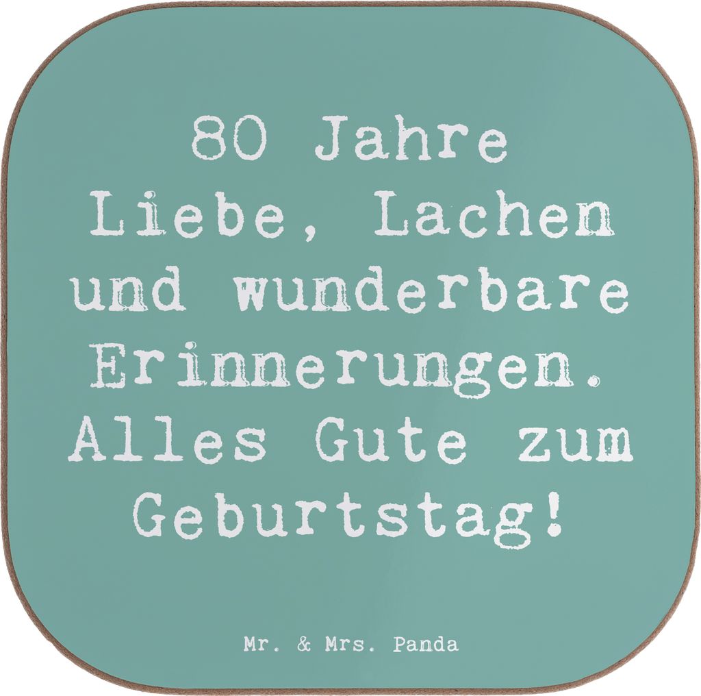 Mr. & Mrs. Panda Holzuntersetzer Spruch 80. Geburtstag - Meeresbrise - Geschenk, Happy Birthday, 80 Jahre, Jubiläum, Glückwunsch, Geburtstagswün...