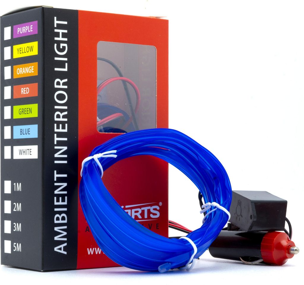 LED Auto Lichtleiter Umgebungslicht 12V Blau 3 Meter