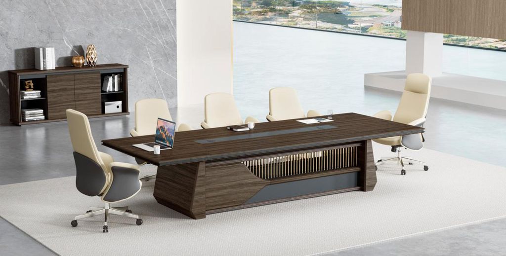 Braune Bürogarnitur r Konferenztisch Designer Büroschrank 2tlg