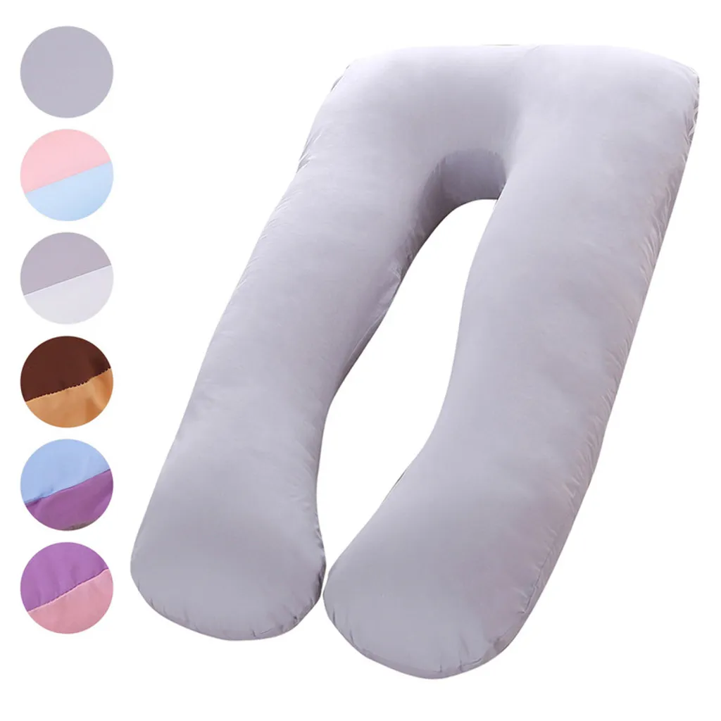 Coussin de grossesse en forme de U - Oreiller maternité gris clair - 2