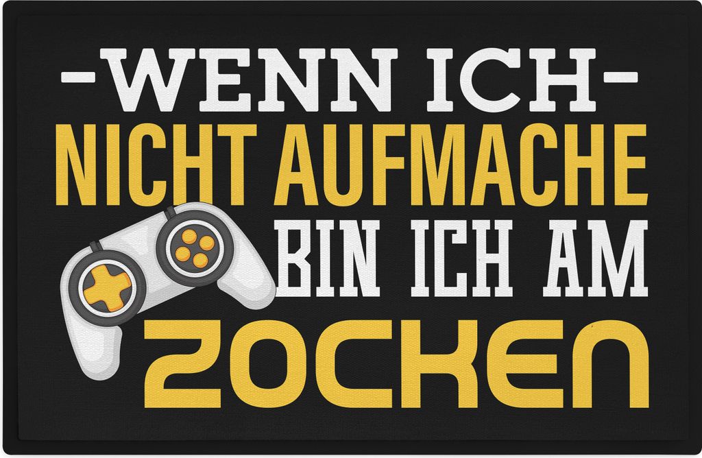 Trendation - Gamer Zocker Fußmatte Geschenk Wenn Ich Nicht Aufmache Bin Ich Am Zocken Lustig 60x40 cm