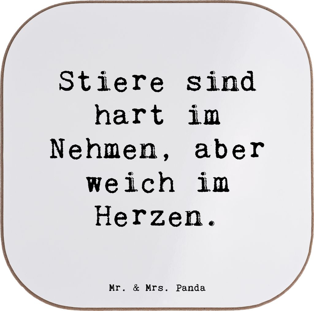 Mr. & Mrs. Panda Holzuntersetzer Spruch Stier Herz - Weiß - Geschenk, Horoskop, Geschenke Astrologie, Flaschenuntersetzer, Tassenuntersetzer, glä...