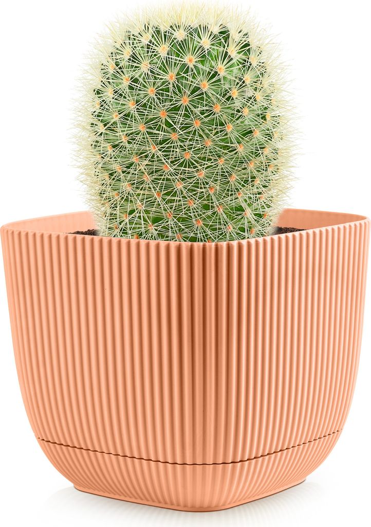 Blumentopf Groß Rosa, Übertopf 1L, Pflanzentopf Geriffelt Produktbild 1