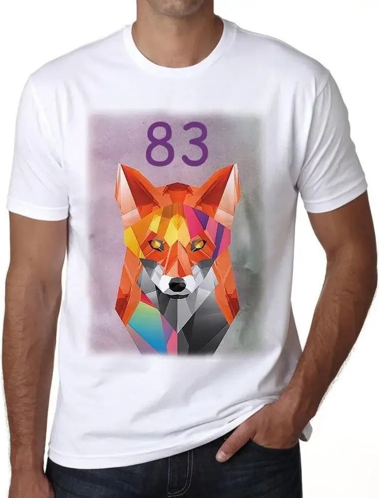 Herren Grafik T-Shirt Geometrischer Fuchs 83 – Geometric Fox 83 – Geschenk 83. Geburtstag Jahrestag 83 Jahre Jubiläum 83 Jährige Mann Jahrgan...