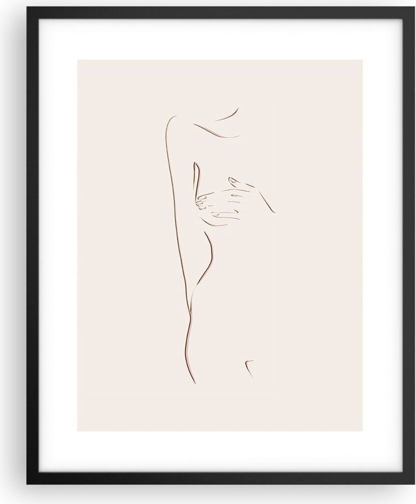 Gerahmtes Poster - Schwarzer Rahmen - Skizze Nacktheit Frau - 40x50 cm - Wand Bild - Wanddeko - Wandbilder - Kunstposter - Wandposter - Bilderrahme...