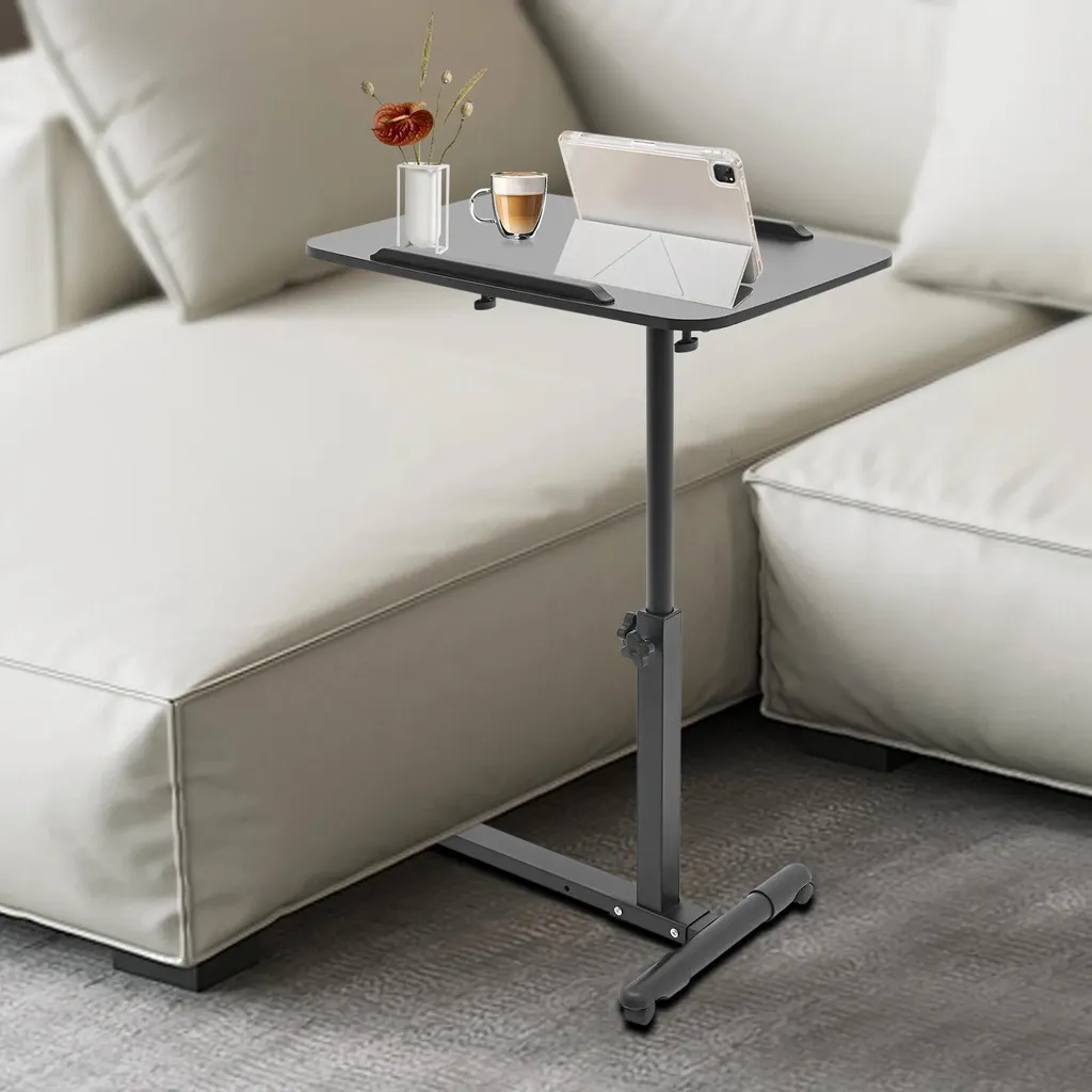 Table roulante ordinateur portable réglable - Bureau d'appoint noir - 2