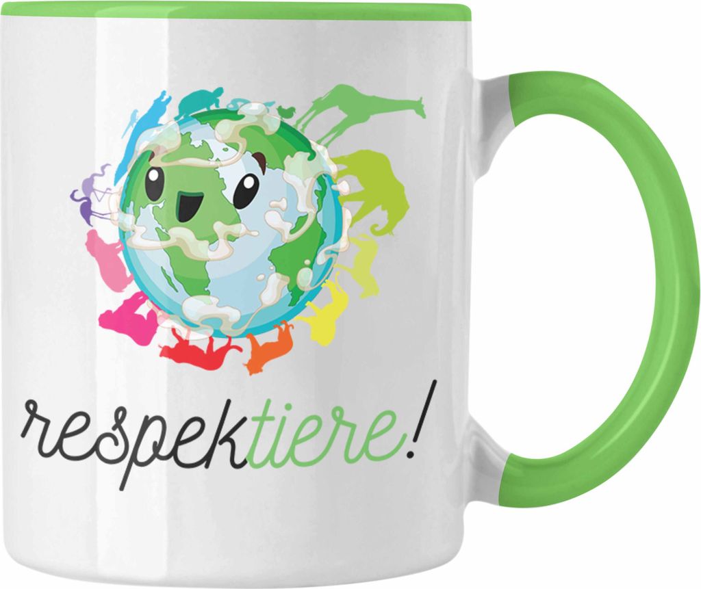 Trendation - Respek-Tiere Tierschutz Tasse Veganer Geschenk Vegan Vegetarier Geschenkidee Tierschutz (Grün)