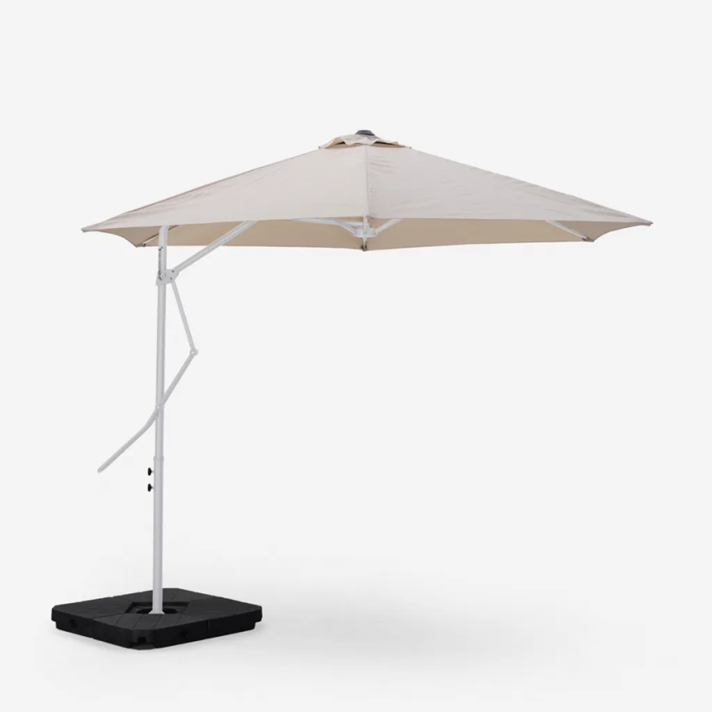 Grand Parasol Suspendu 3m Napili Blanc Cassé Haute Résistance