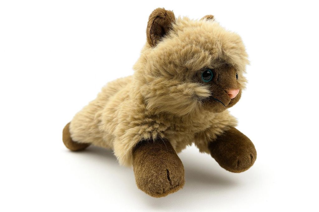 Plüschtier Katze 23 cm Braun liegend – Weiches Kuscheltier Produktbild 