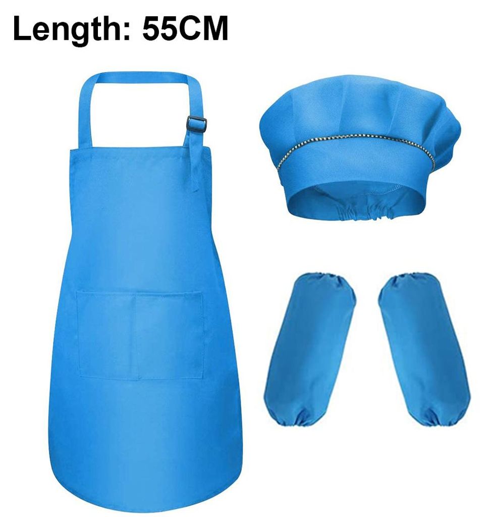Set Kinderschürze und -mütze mit Ärmeln, Kochschürze für Kinder zum Kochen, Backen, Malen, Malen im Kindergarten