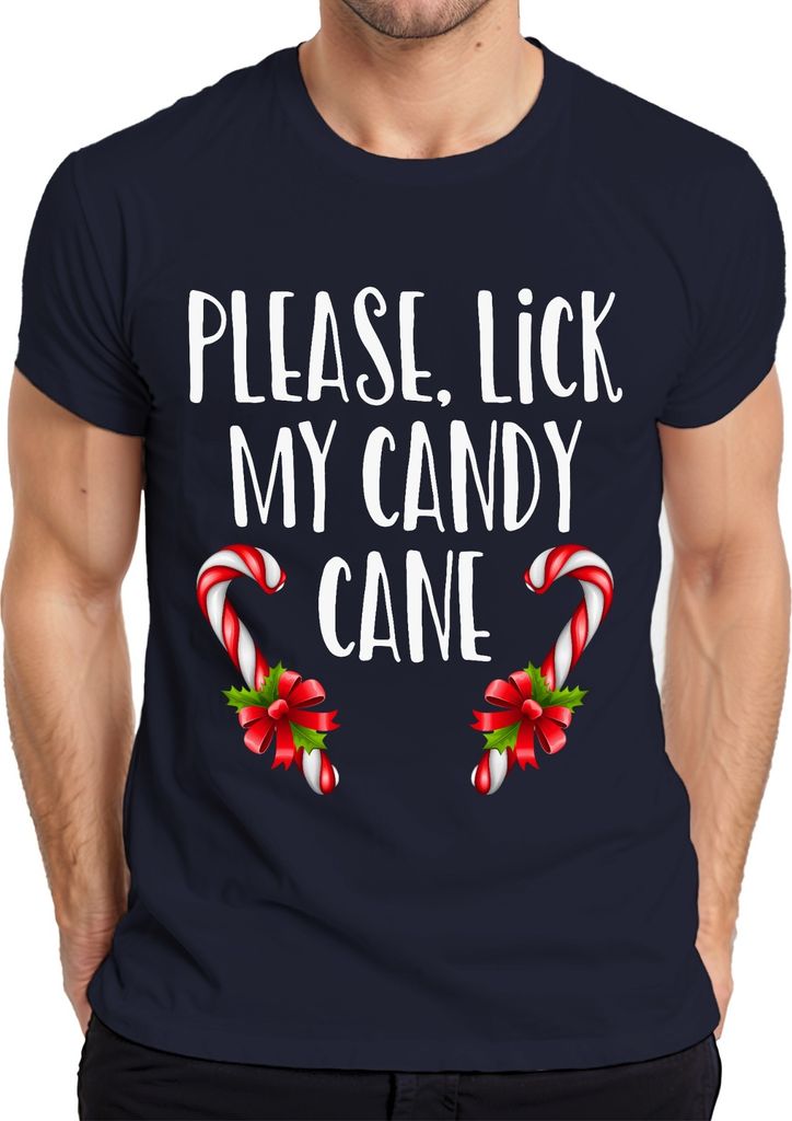 Please Lick My Candy Cane Zuckerstange - Weihnachten Weihnachtsgeschenk Christmas Herren T-Shirt, Navy, XXL