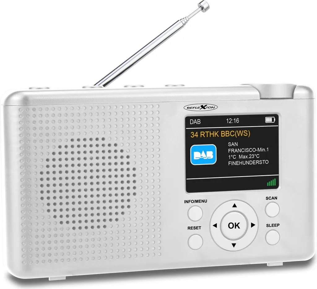 Radio de table DAB+ Reflexion TRA23DAB/WH Blanche FM avec Batterie