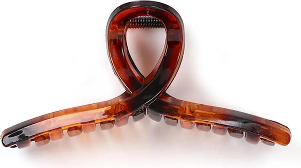 Grande Pince à Cheveux 11cm Antidérapante Transparente - Coloris Marron