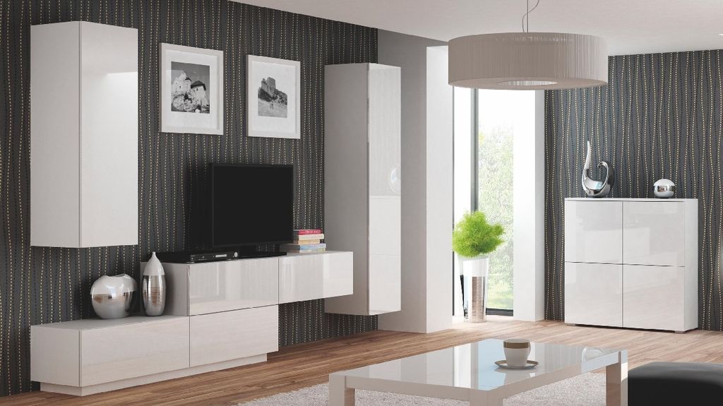 Halmar Komoda Livo KM-100 - biały / biały połysk Zdjęcie produktu 2